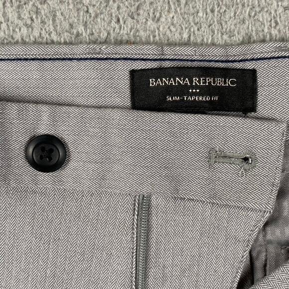 Banana Republic Slim Tapered Pants Men's 33x30 Gray Herringbone Formal Business - Picture 1 of 12